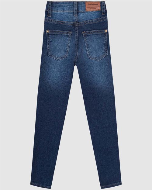 Calça Menina Skinny Cós Elástico Em Jeans Com Elastano - Carinhoso