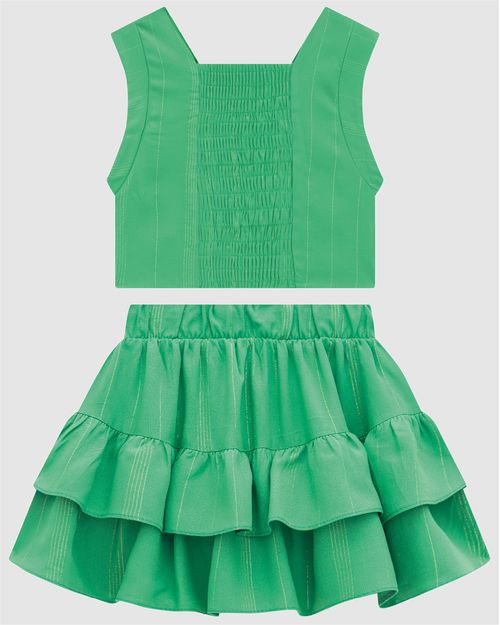 Conjunto Menina Blusa E Saia Em Viscose Lurex - Carinhoso