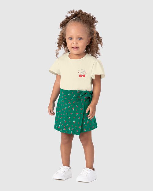 Conjunto Infantil Menina Blusa E Shorts Saia Em Algodão Malwee Kids
