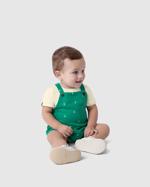 Conjunto Infantil Menino Camiseta + Macaquinho Estampado Malwee Kids
