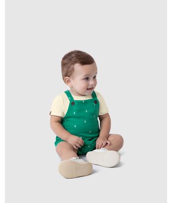 Conjunto Infantil Menino Camiseta + Macaquinho Estampado Malwee Kids