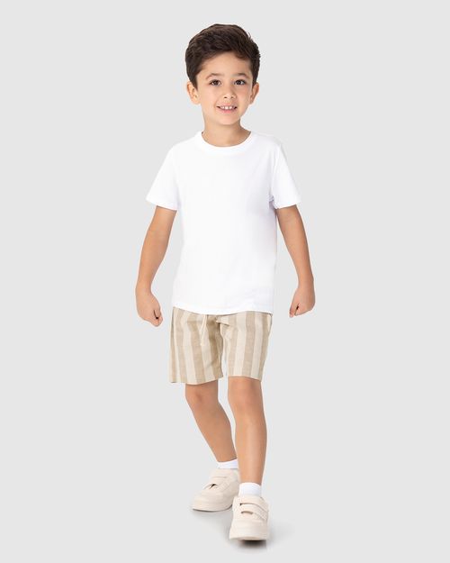 Bermuda Infantil Menino Listrado Bolso Embutido Com Botão Malwee Kids