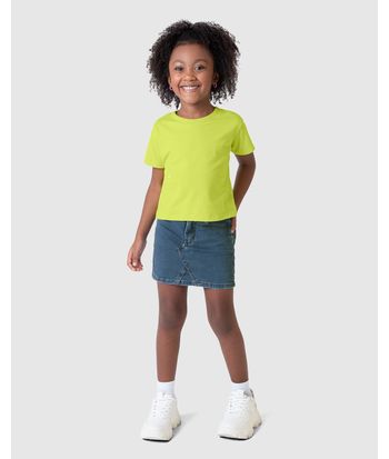 Saia Infantil Menina Reta Em Jeans Moletom Malwee Kids