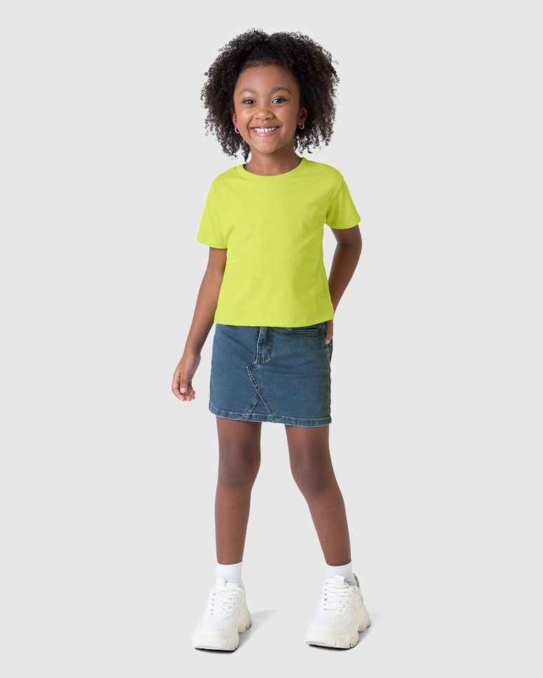 Saia Infantil Menina Reta Em Jeans Moletom Malwee Kids