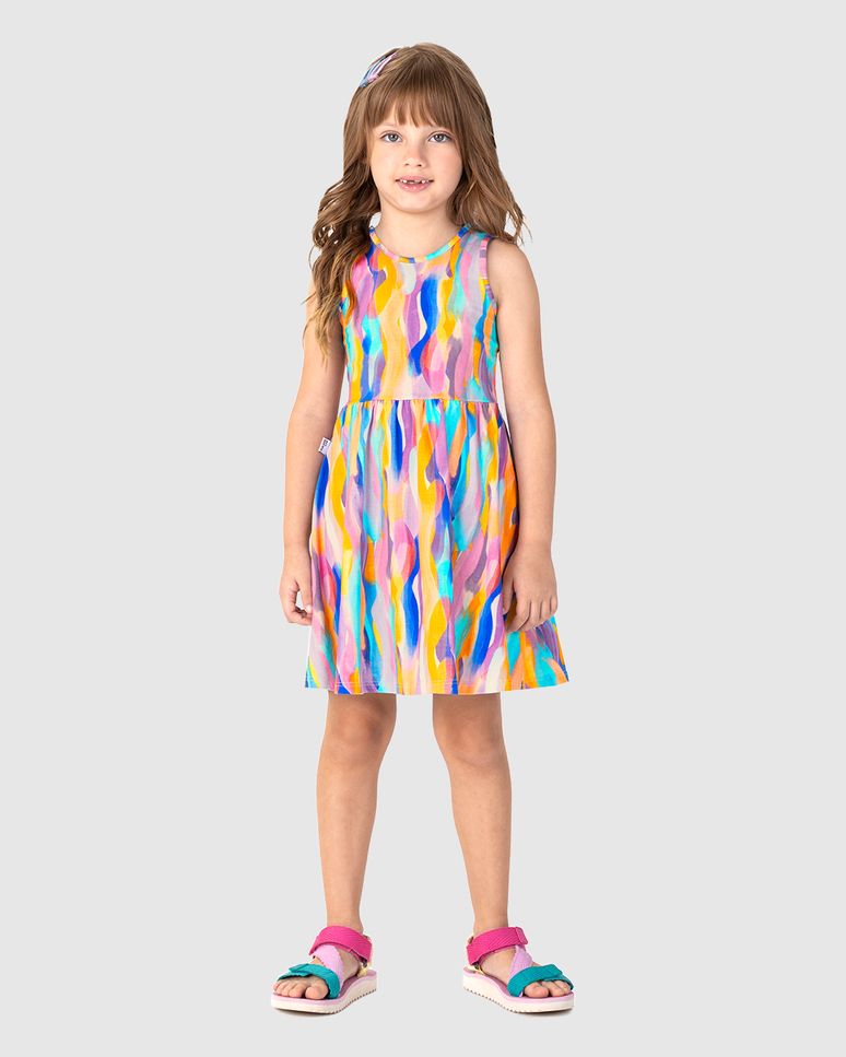 Vestido Infantil Laço Costas Em Algodão Malwee Kids