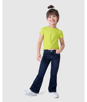 Calça Infantil Menina Flare Em Jeans Moletom Malwee Kids