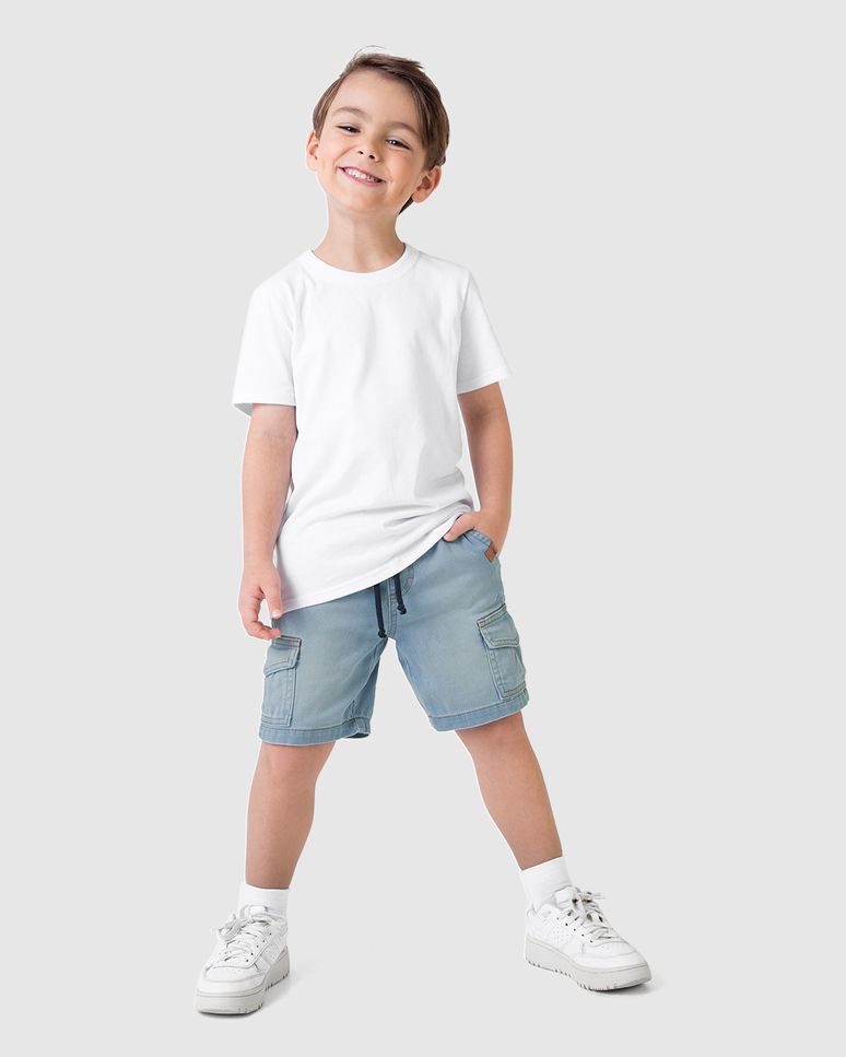 Bermuda Infantil Menino Bolso Com Lapela Em Jeans Moletom Malwee Kids