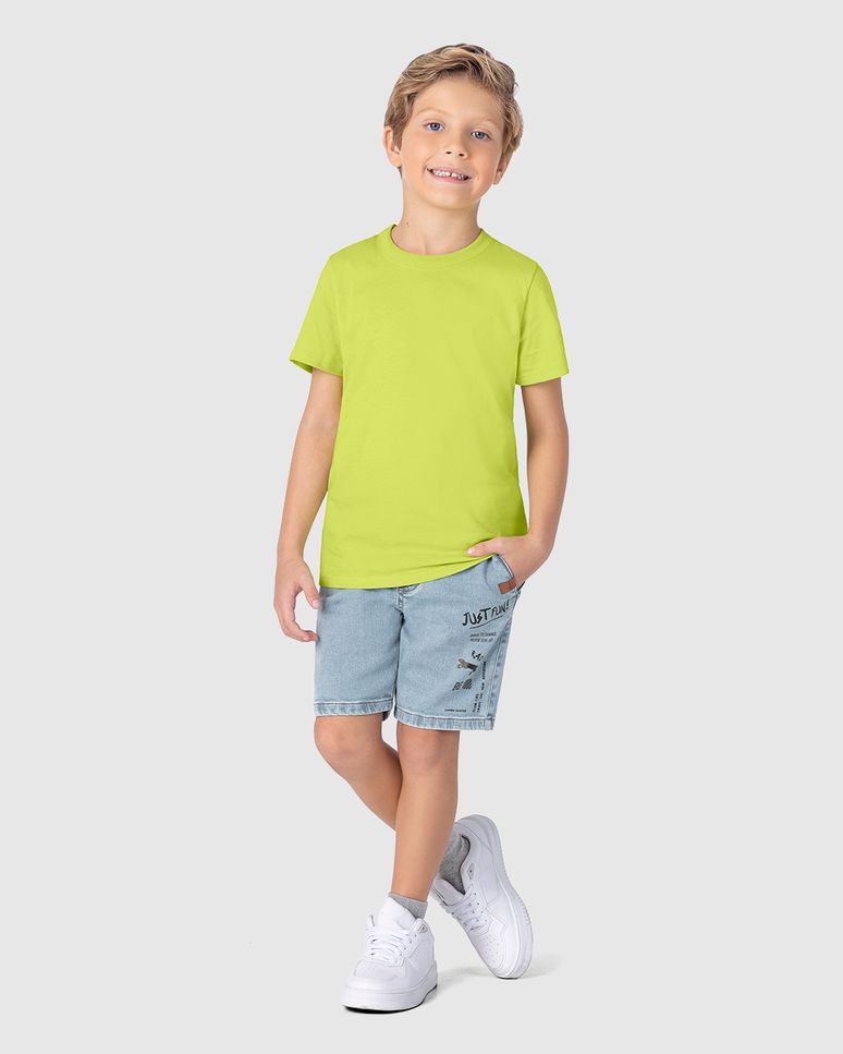 Bermuda Infantil Menino Estampa Just Fun Em Jeans Moletom Malwee Kids
