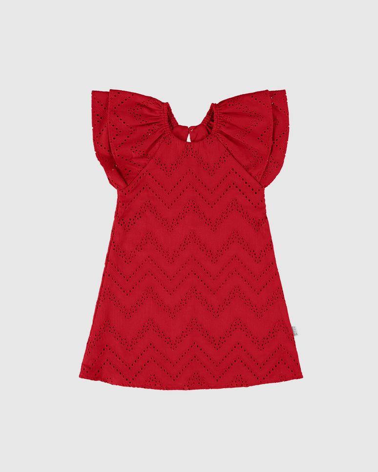 Vestido Infantil Abertura Costas Em Laise Algodão Malwee Kids
