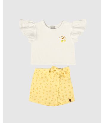 Conjunto Infantil Menina Blusa E Shorts Saia Em Algodão Malwee Kids