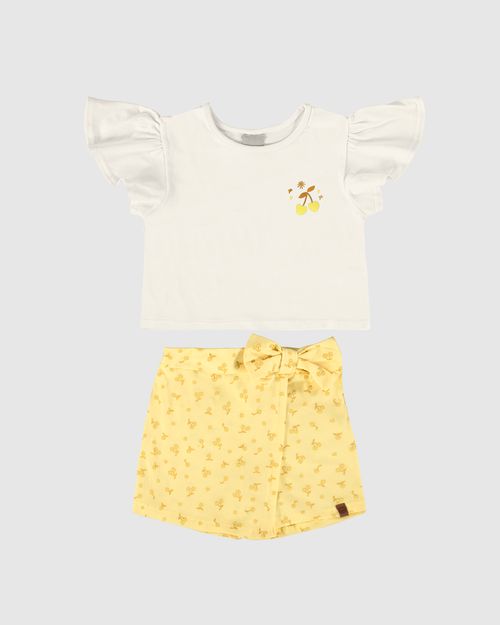 Conjunto Infantil Menina Blusa E Shorts Saia Em Algodão Malwee Kids