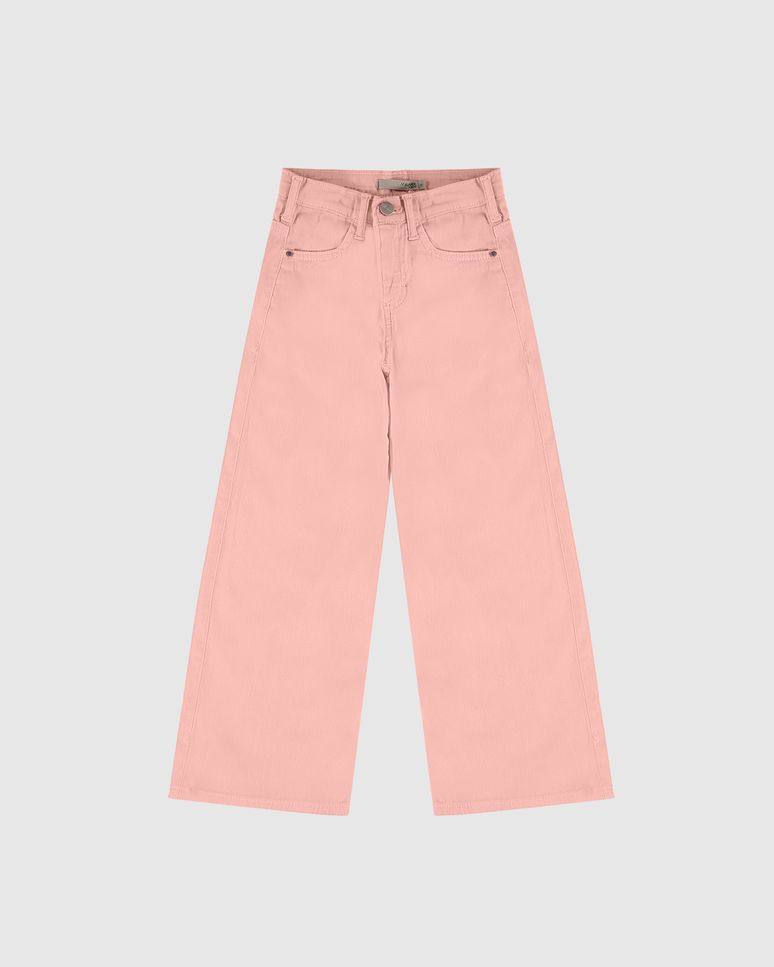 Calça Infantil Menina Wide Leg Em Sarja Com Elastano Malwee Kids