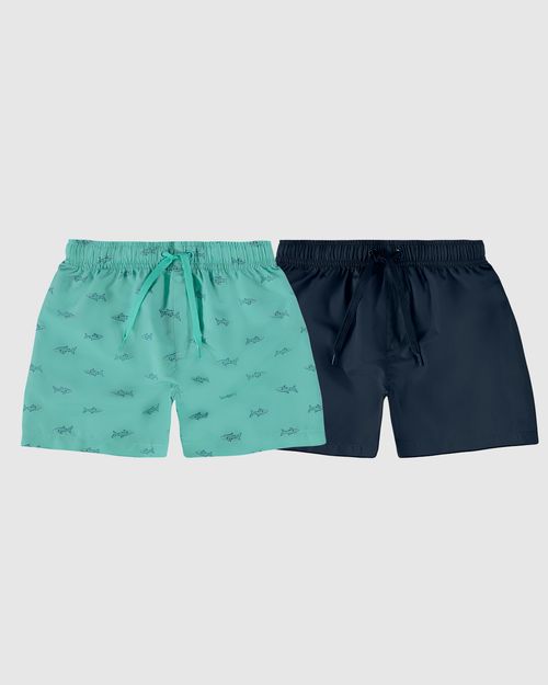 Kit 2 Shorts De Banho Infantil Menino Em Microfibra Malwee Kids