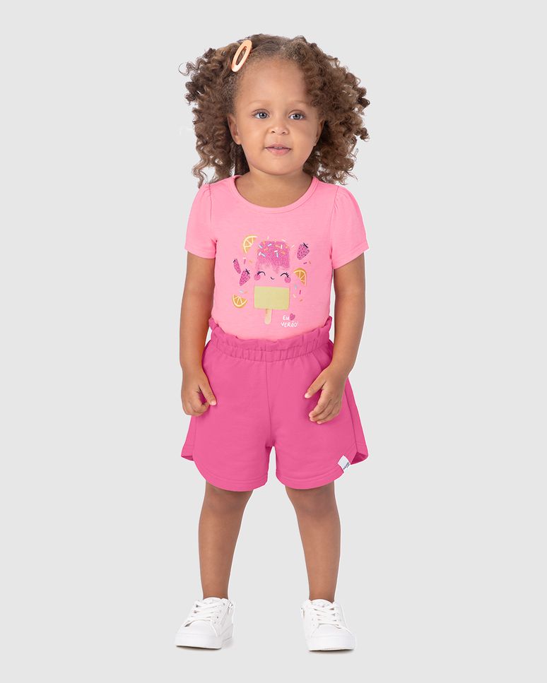 Conjunto Infantil Menina Blusa Estampa Com Glitter Malha Rajada Malwee Kids