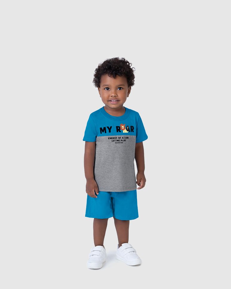 Conjunto Infantil Menino Camiseta My Roar Em Algodão Malwee Kids