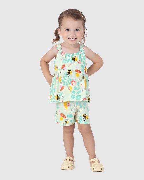 Conjunto Infantil Menina Regata Ampla E Shorts Em Viscose Malwee Kids