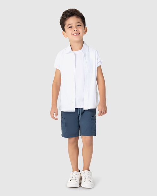 Camisa Infantil Menino Manga Curta Em Algodão Texturizado Malwee Kids