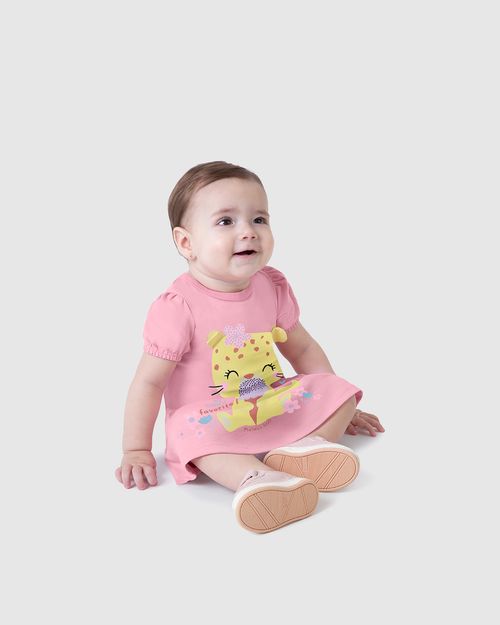 Vestido Infantil Estampa + Aplique Em Algodão Malwee Kids