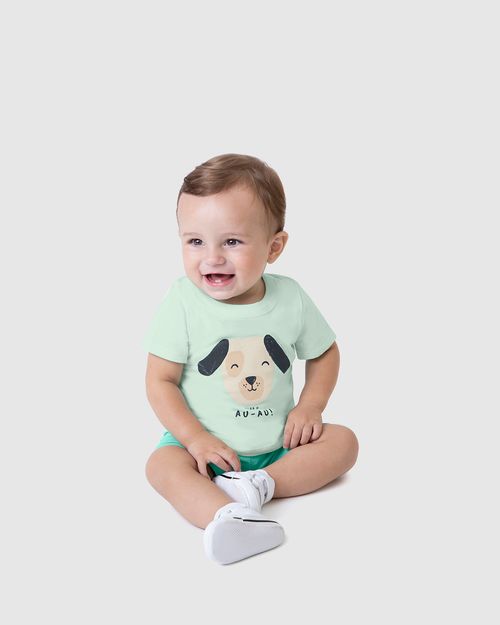 Conjunto Infantil Menino Camiseta Estampa Frontal Em Algodão Malwee Kids