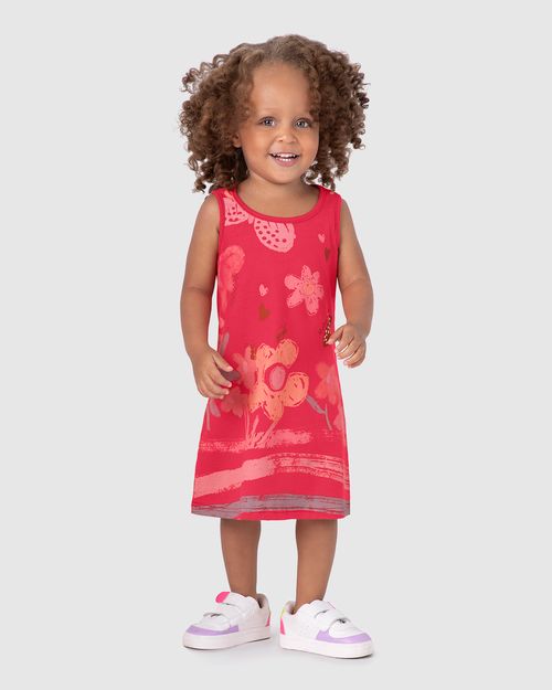 Vestido Infantil Evasê Com Estampa Em Algodão Malwee Kids