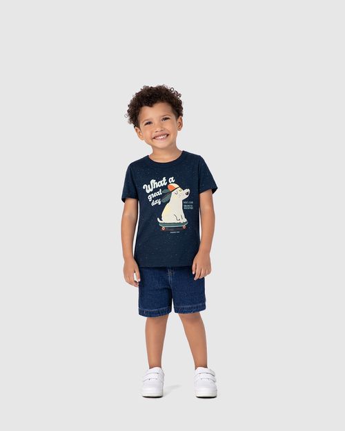 Camiseta Infantil Menino What A Great Day Em Malha Botonê Malwee Kids