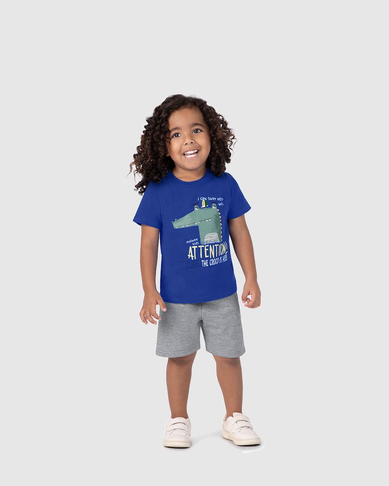 Conjunto Infantil Menino Camiseta Attention! Em Algodão Malwee Kids