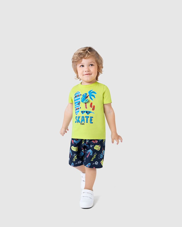 Conjunto Infantil Menino Estampa Skate Com Aplique Interativo Malwee Kids