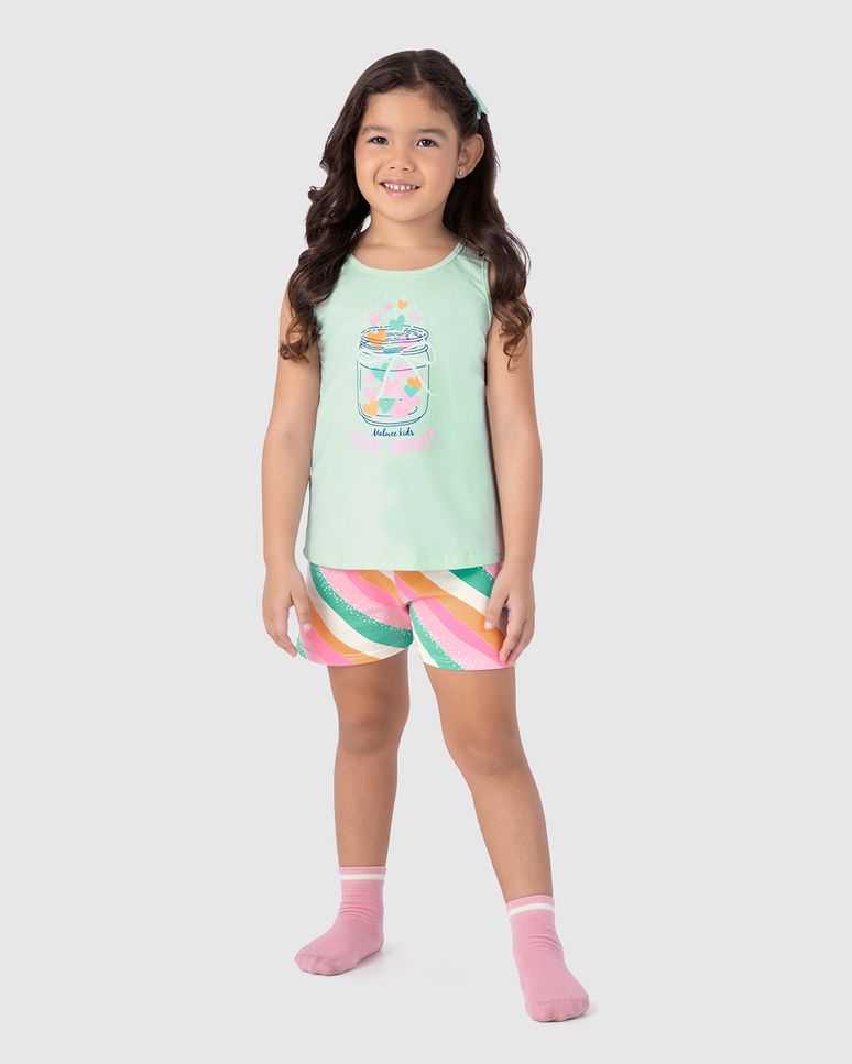 Pijama Infantil Menina Regata E Shorts Estampado Em Algodão Malwee Kids