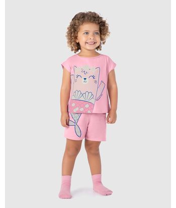 Pijama Infantil Menina Estampa Brilha No Escuro Em Algodão Malwee Kids