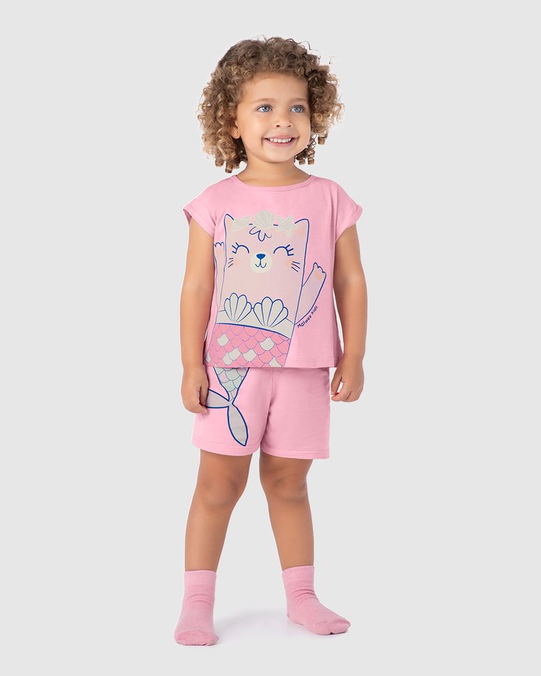 Pijama Infantil Menina Estampa Brilha No Escuro Em Algodão Malwee Kids