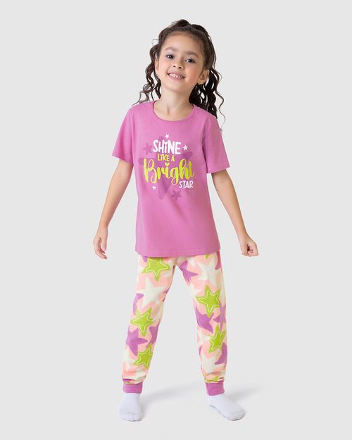 Pijama Infantil Menina Shine Like A Bright Star Em Algodão Malwee Kids
