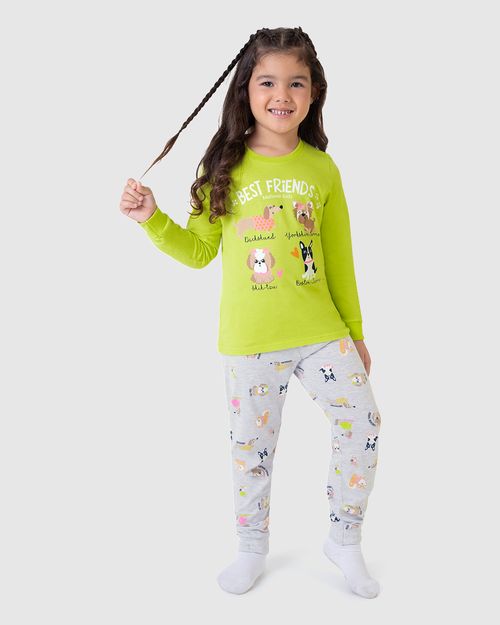 Pijama Infantil Menina Blusa Manga Longa Best Friends Em Algodão Malwee Kids