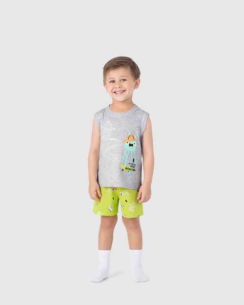 Pijama Infantil Menino Regata E Shorts Estampa Brilha No Escuro Malwee Kids