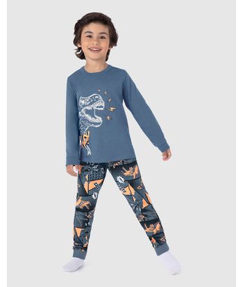 Pijama Infantil Menino Camiseta Manga Longa Rad! Em Algodão Malwee Kids