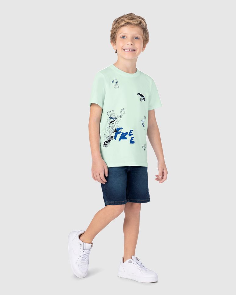 Camiseta Infantil Menino Estampa Lettering Free Em Algodão Malwee Kids