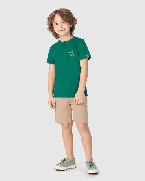 Conjunto Infantil Menino Camiseta Peitilho Frontal Em Algodão Malwee Kids
