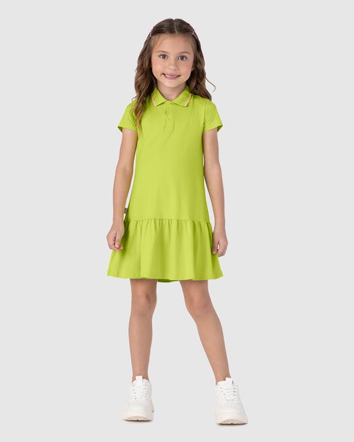Vestido Polo Infantil Gola Retilínea Em Algodão Malwee Kids