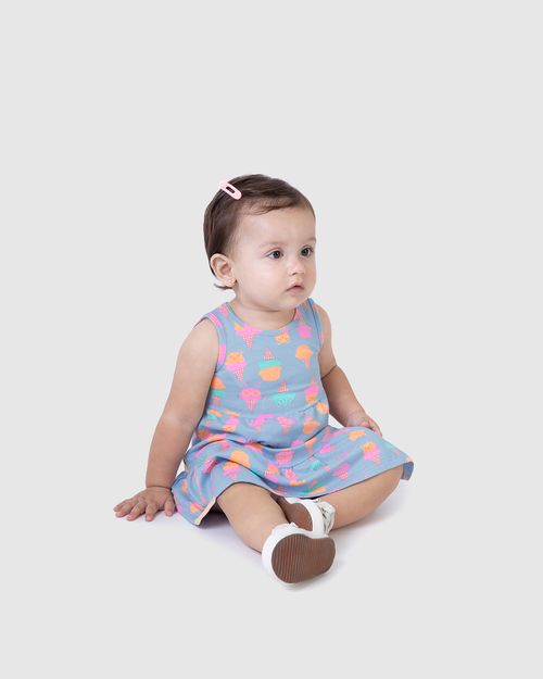 Vestido Infantil Estampa Sorvetes Em Algodão Malwee Kids
