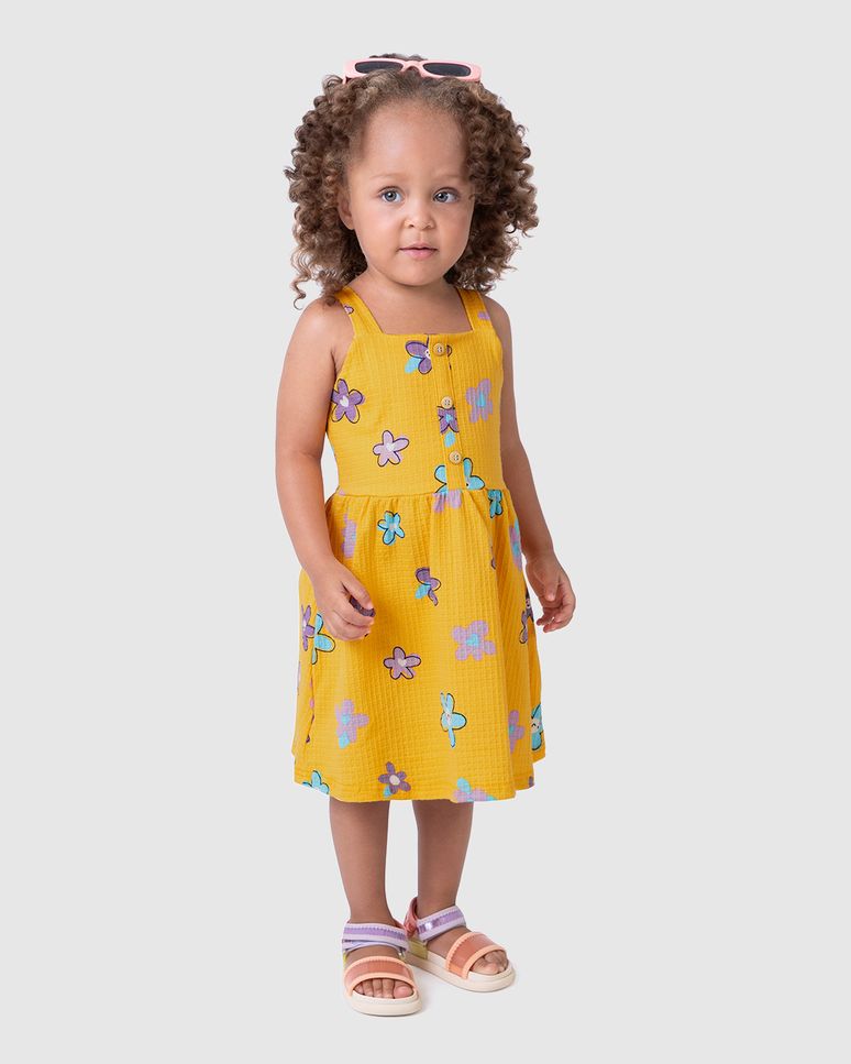 Vestido Infantil Botões Decorativos Em Malha Texturizada Malwee Kids
