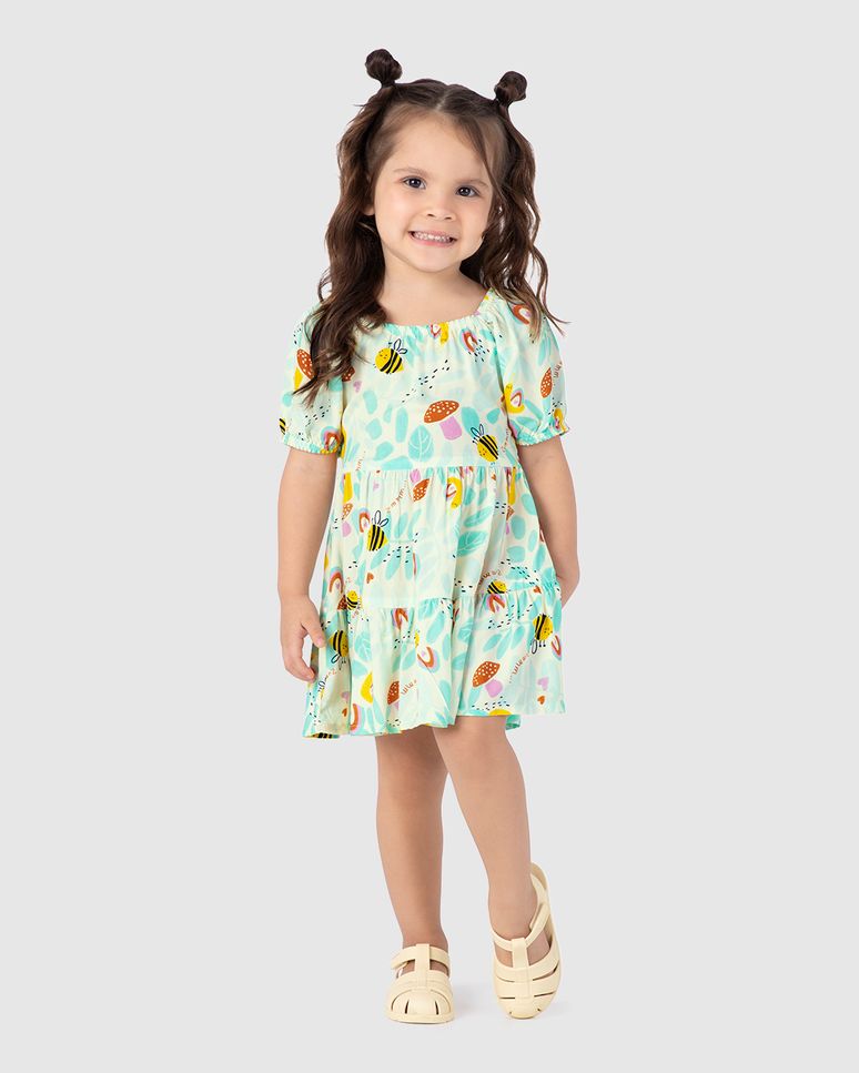 Vestido Infantil Marias Babado Em Viscose Malwee Kids