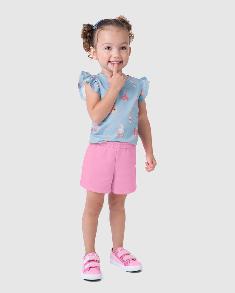 Conjunto Infantil Menina Blusa Estampada Em Algodão Malwee Kids