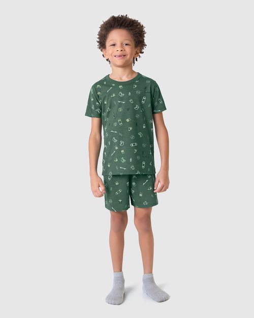 Pijama Infantil Menino Estampado Brilha No Escuro Em Algodão Malwee Kids