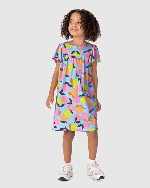 Vestido Infantil Evasê Frutas Em Algodão Malwee Kids