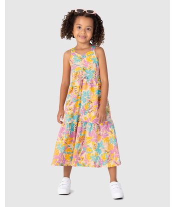 Vestido Infantil Midi Marias Estampado Em Malha Texturizada Malwee Kids