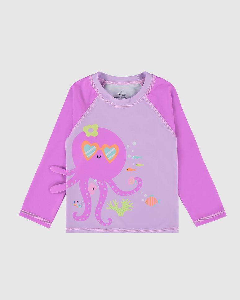 Camiseta Praia Infantil Unissex Com Aplique Manga Longa Malha UV50+ Malwee Kids