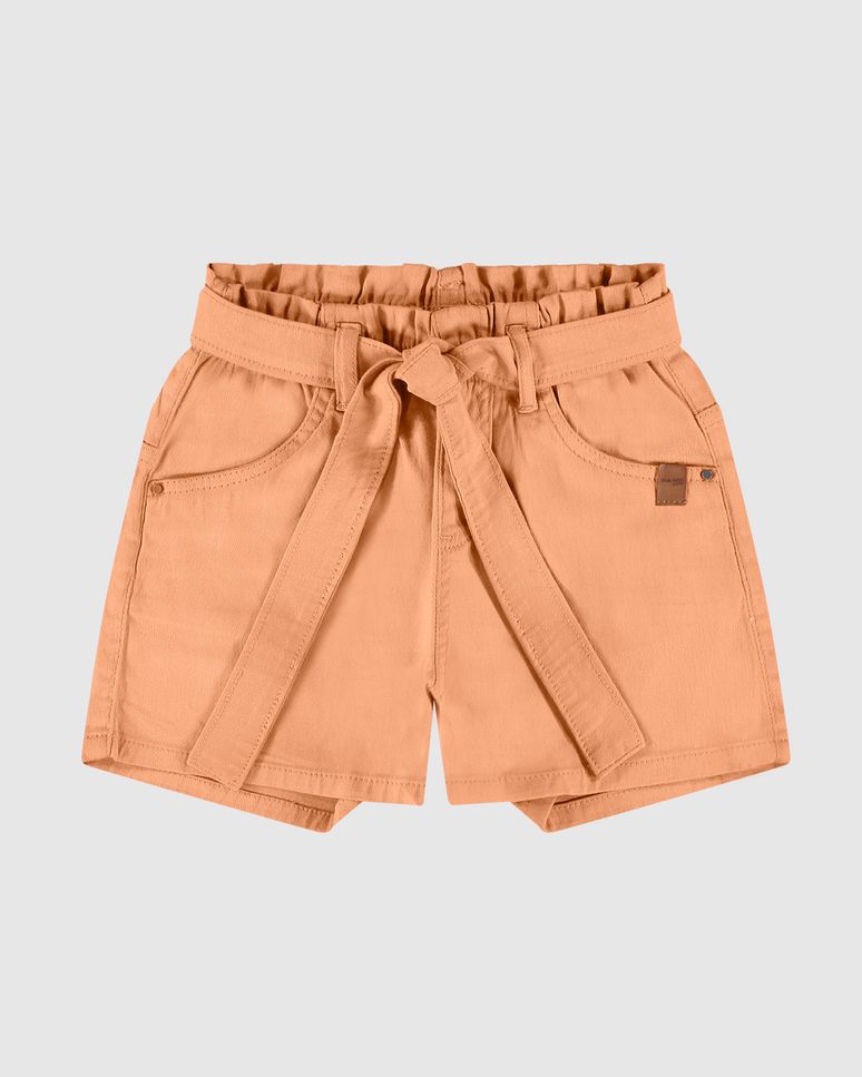 Shorts Infantil Menina Amplo Em Sarja Com Elastano Malwee Kids