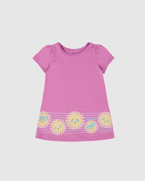 Vestido Infantil Manga Curta Lindo Dia Em Algodão Malwee Kids