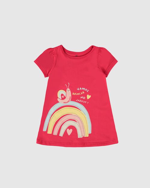 Vestido Infantil Manga Curta Vamos Brincar No Jardim? Em Algodão Malwee Kids