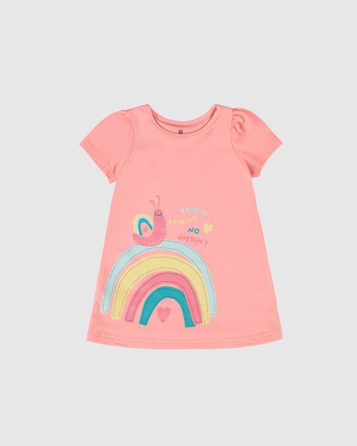 Vestido Infantil Manga Curta Vamos Brincar No Jardim? Em Algodão Malwee Kids