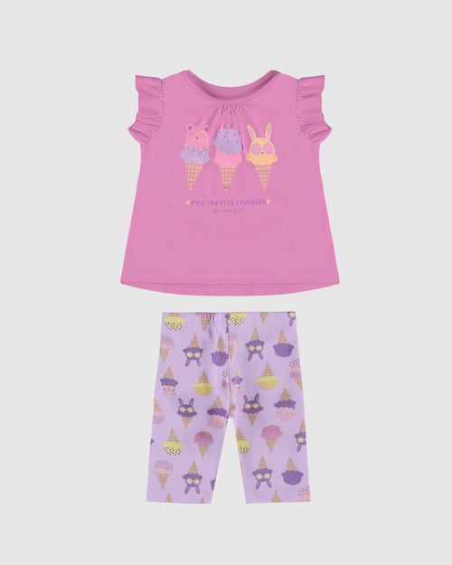 Conjunto Infantil Menina Meu Sorvete Favorito Em Algodão Malwee Kids
